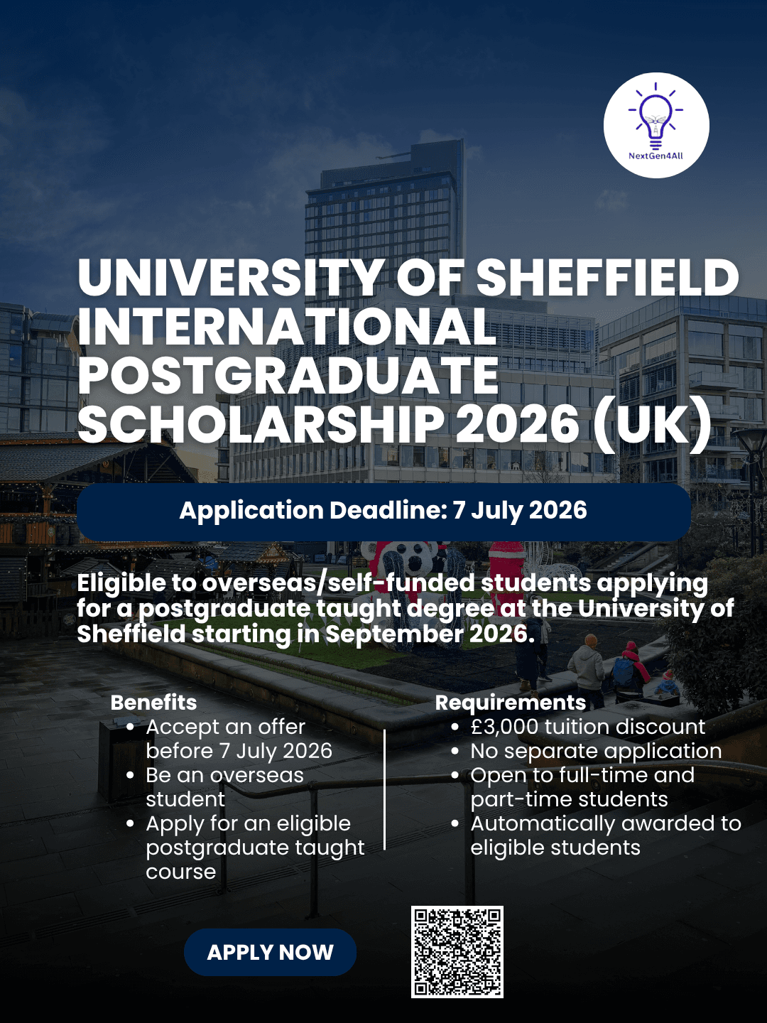 University of Sheffield International Postgraduate Scholarship 2026 (UK)