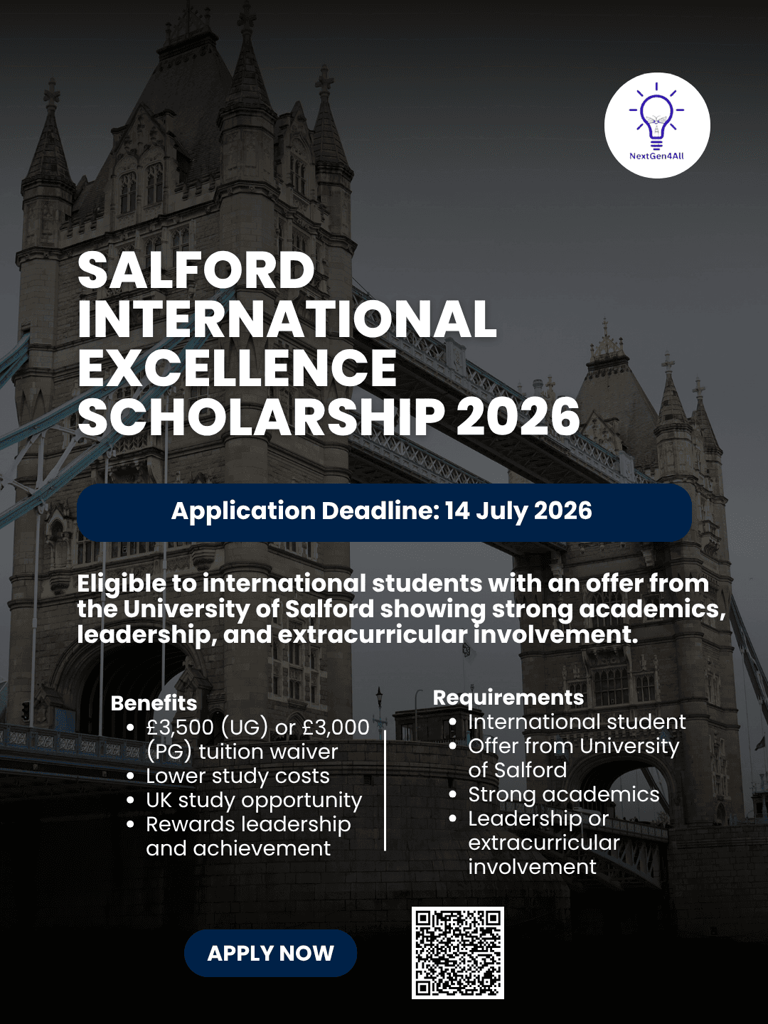 Salford International Excellence Scholarship 2026