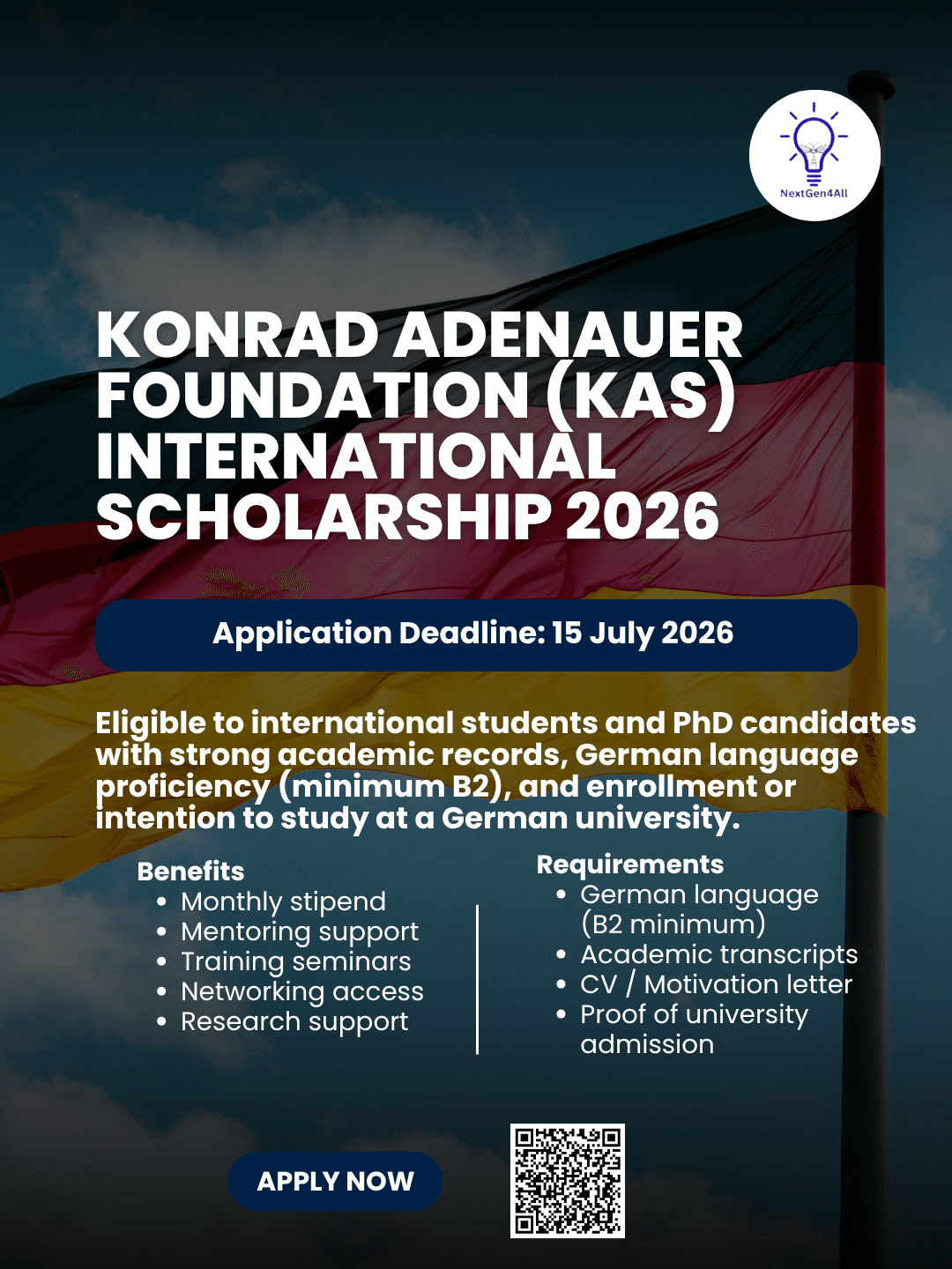 Konrad Adenauer Foundation (KAS) International Scholarship 2026 – Germany
