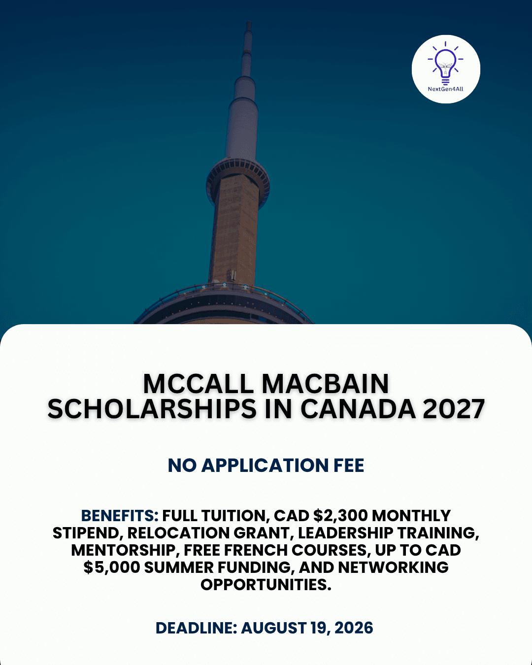 McCall MacBain Scholarships in Canada 2027 (Fully Funded)
