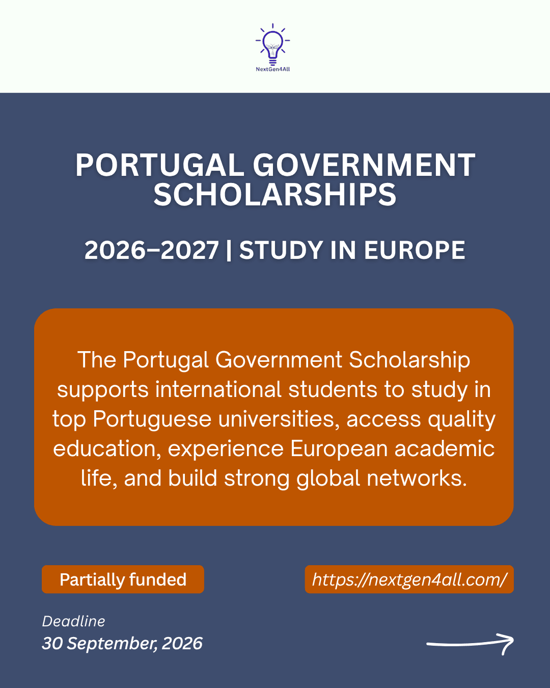 Portugal Government Scholarships 2026–2027 | Study in Europe