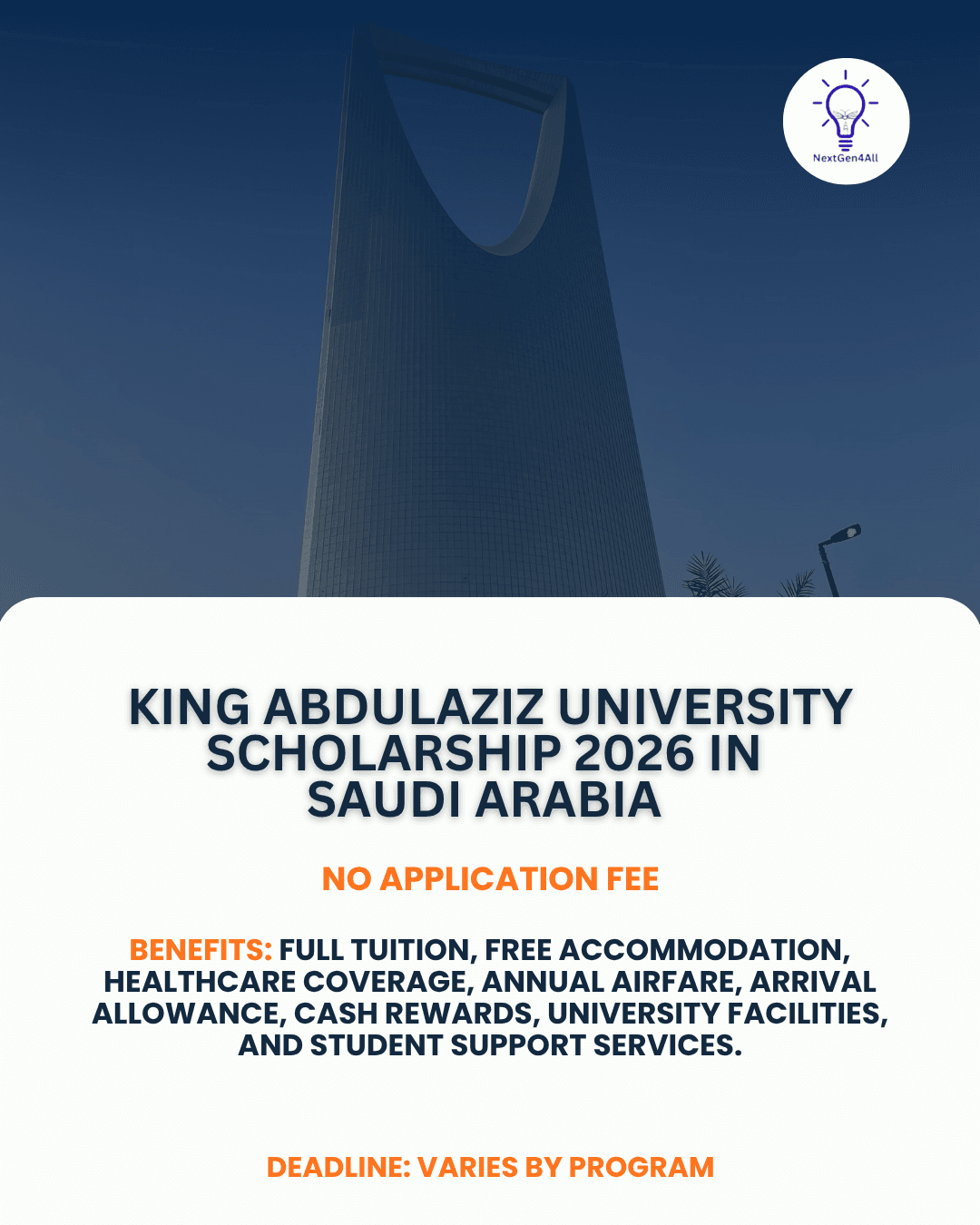 King Abdulaziz University Scholarship 2026 in Saudi Arabia