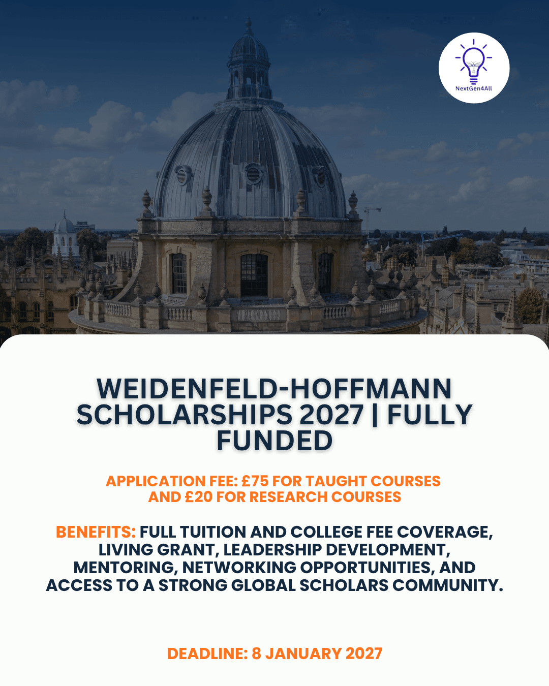 Weidenfeld-Hoffmann Scholarships 2027 | Fully Funded