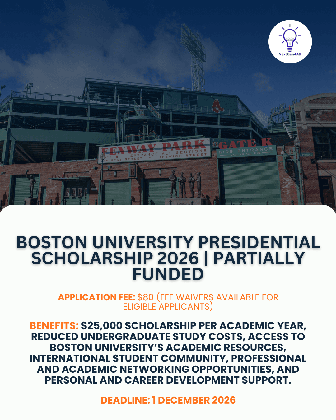 Boston University Has Announced the Presidential Scholarship 2026 in the USA — Partially Funded