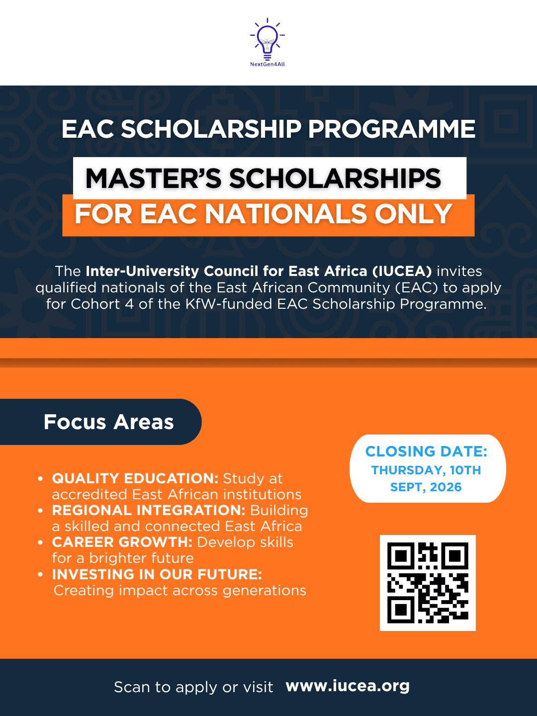 EAC Scholarship Programme – Cohort 4 | Fully Funded Master’s Scholarships