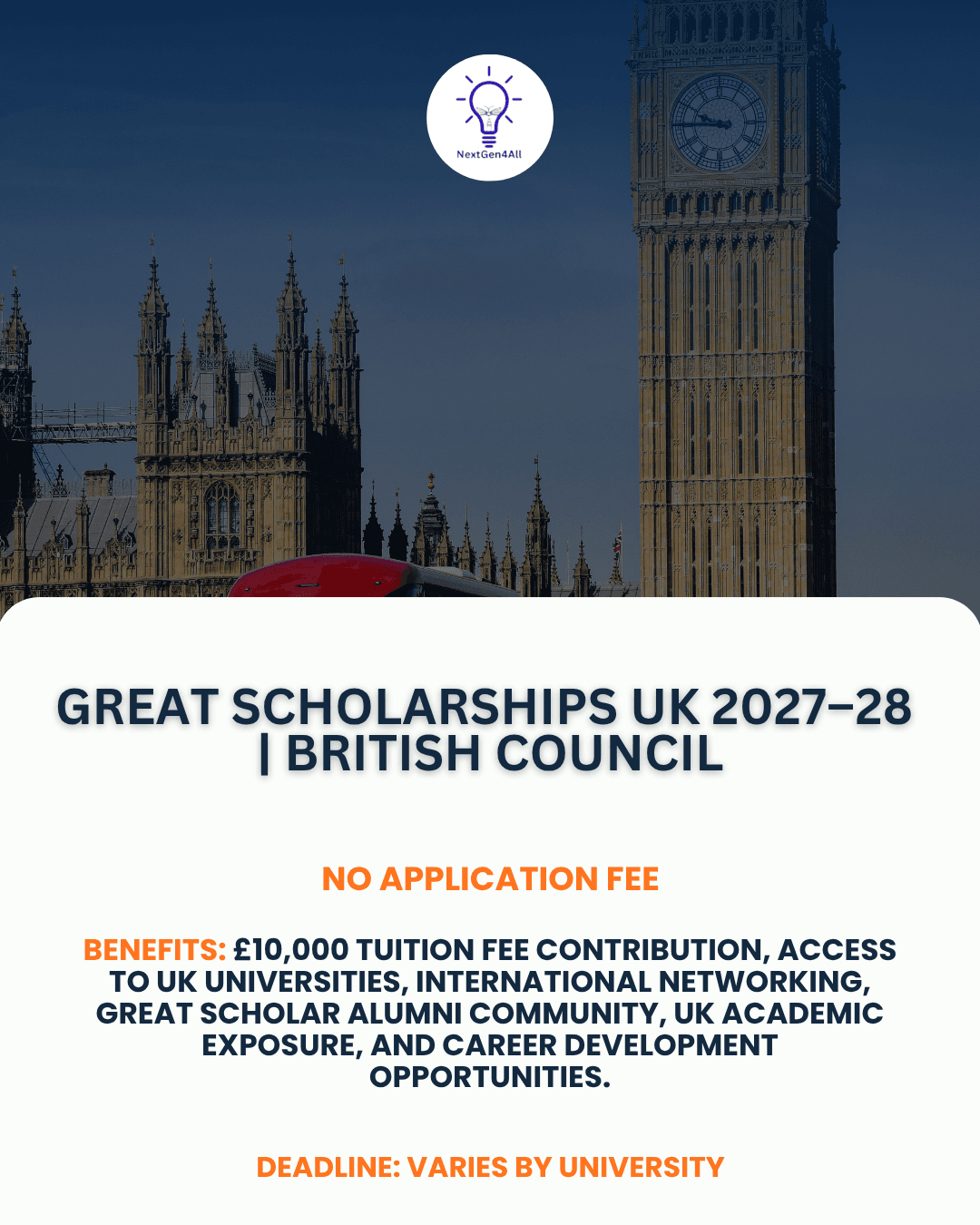 GREAT Scholarships UK 2027–28 | British Council