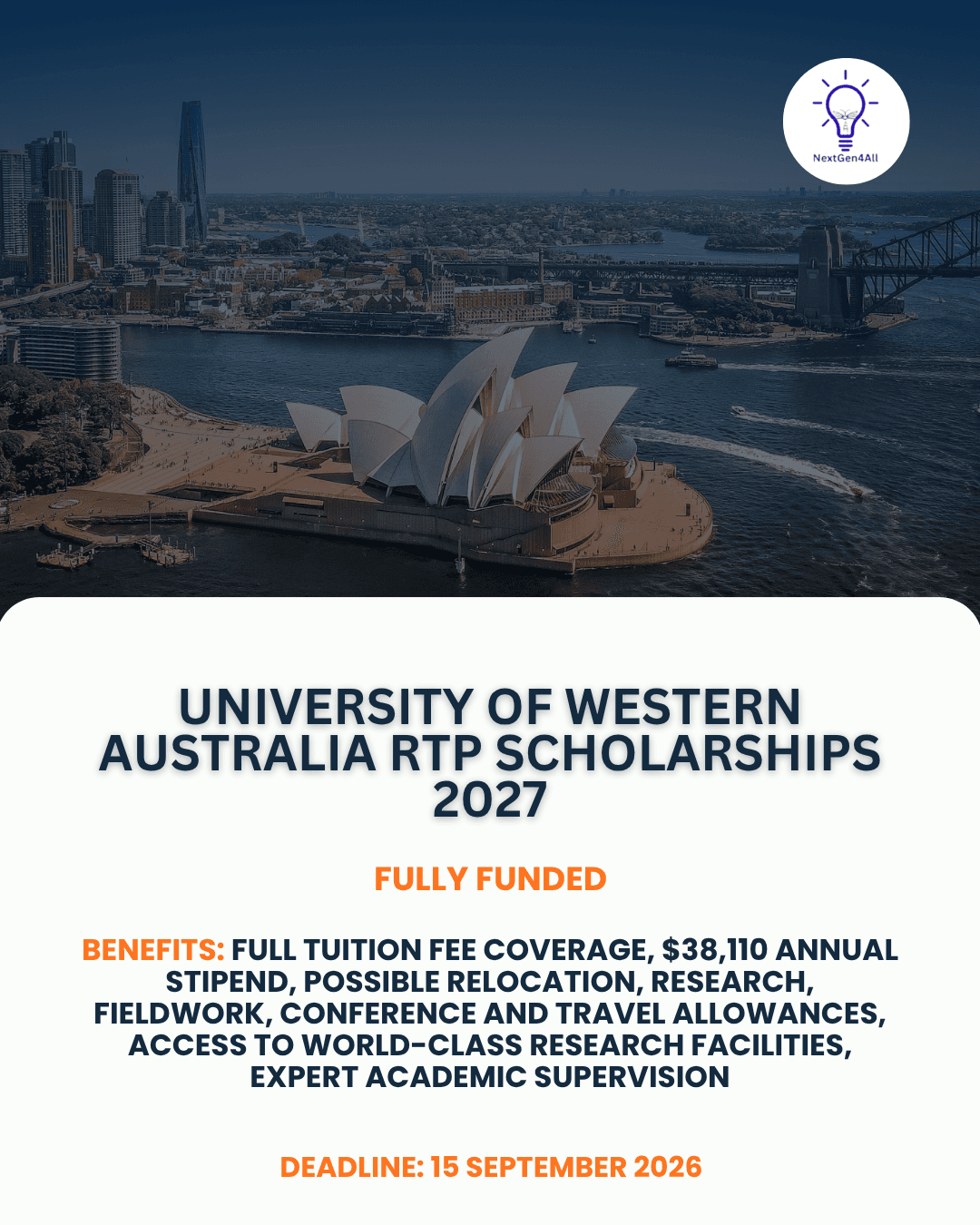 University of Western Australia RTP Scholarships 2027