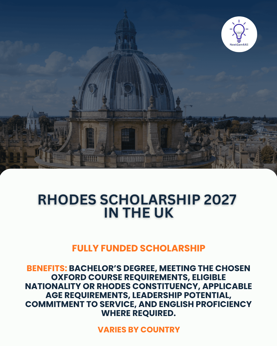 Rhodes Scholarship 2027 in the UK | Fully Funded