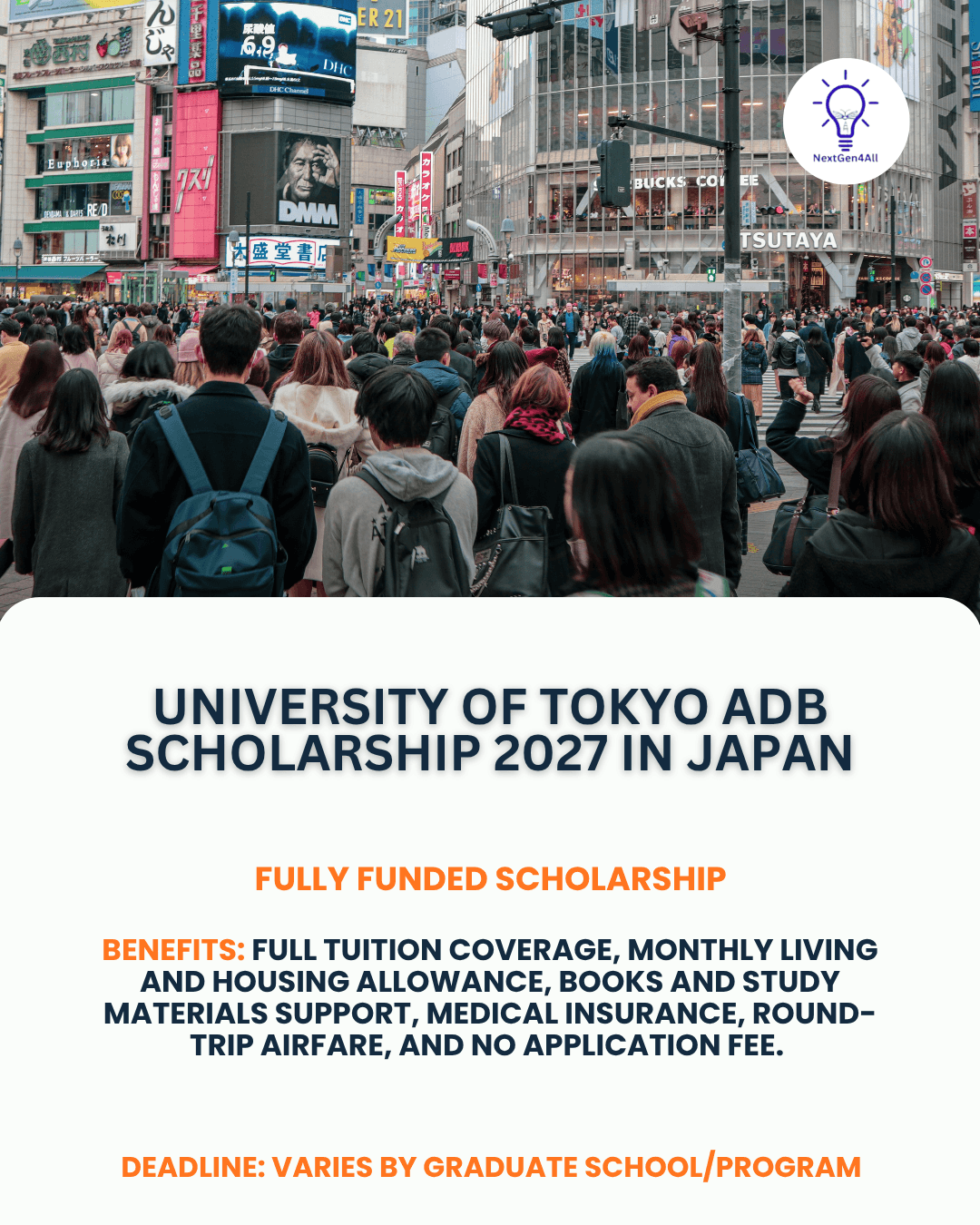 University of Tokyo ADB Scholarship 2027 in Japan
