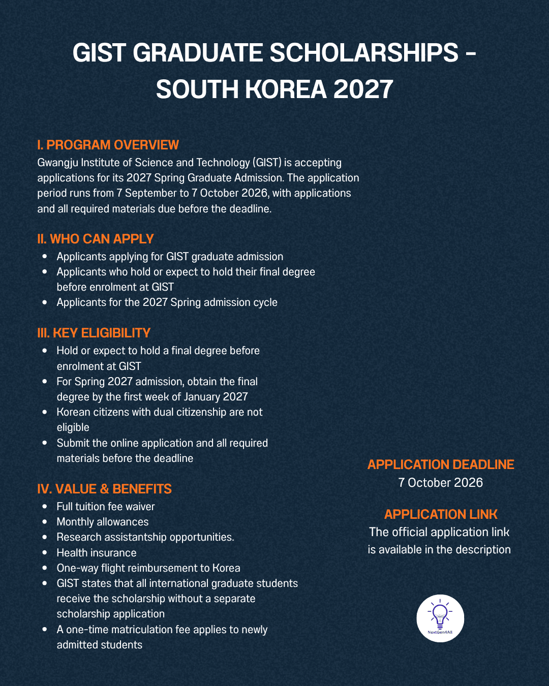 GIST Graduate Scholarships – South Korea 2027