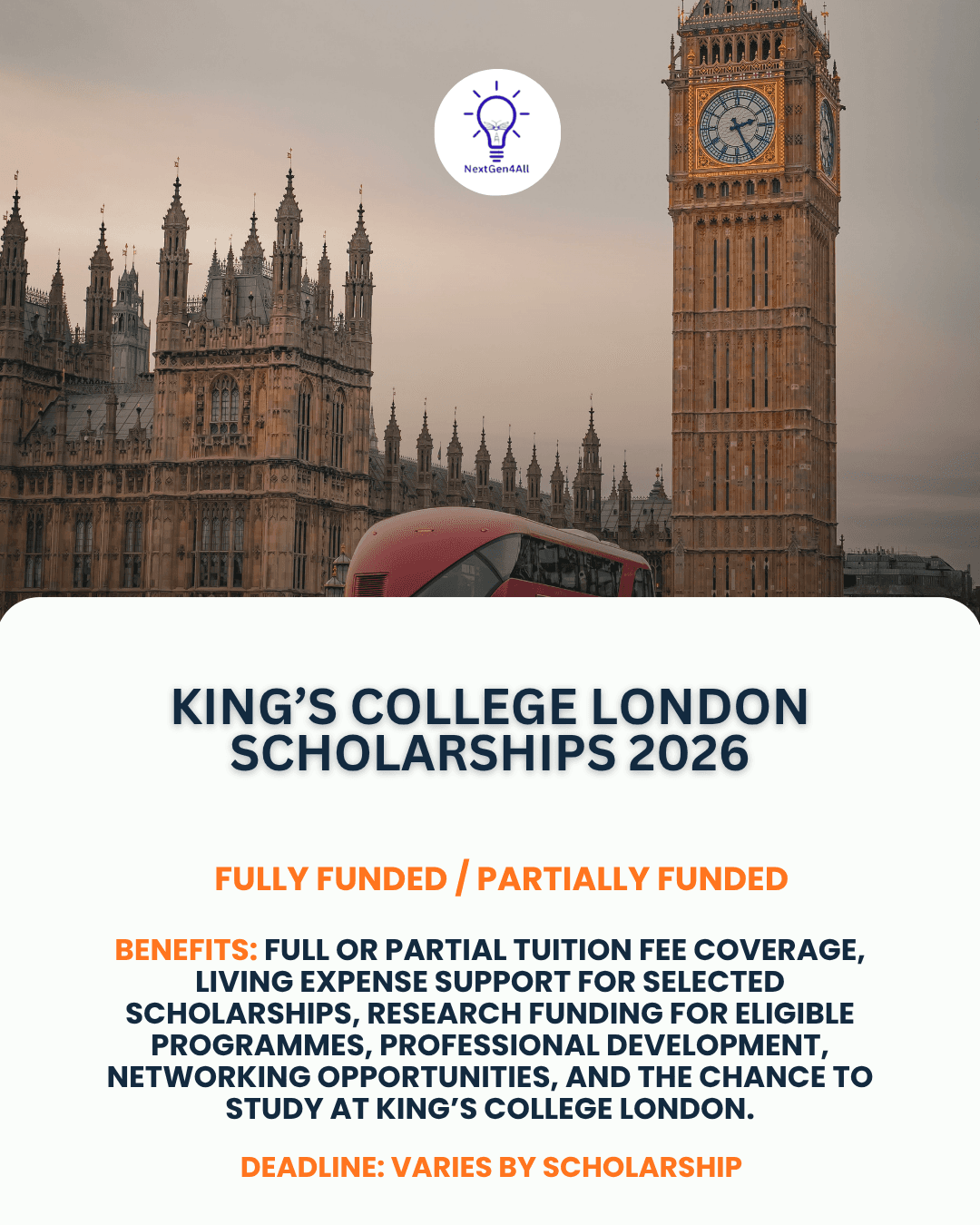 King’s College London Scholarships 2026