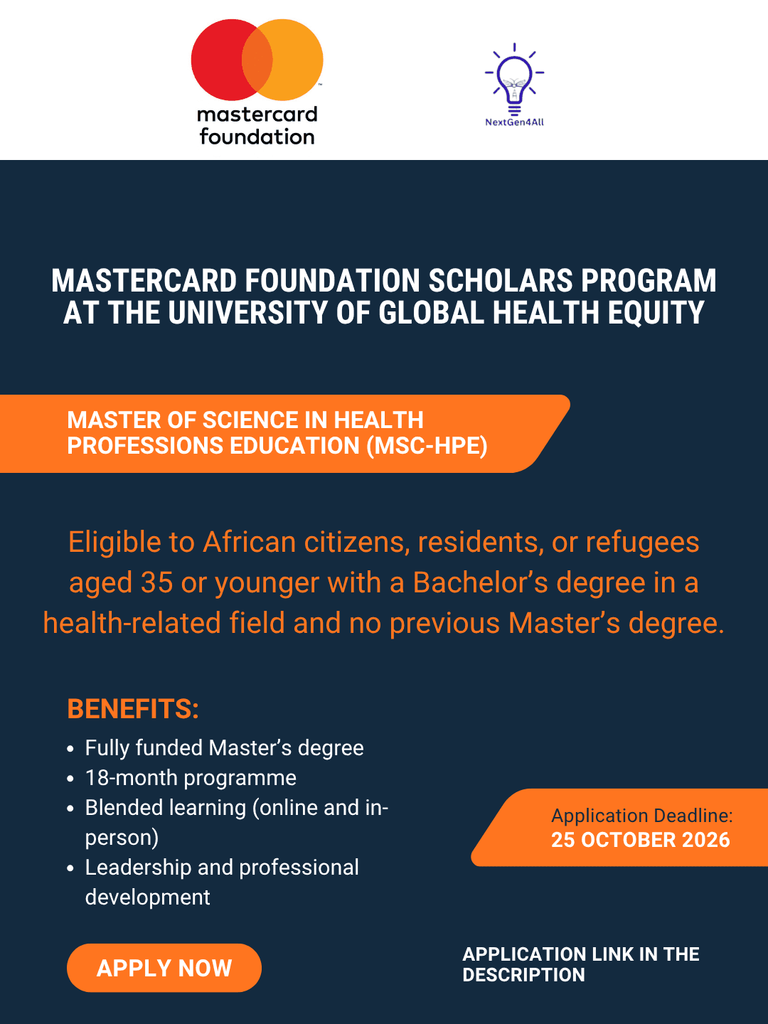 Mastercard Foundation Scholars Program 2027 at UGHE, Rwanda | Fully Funded Master’s