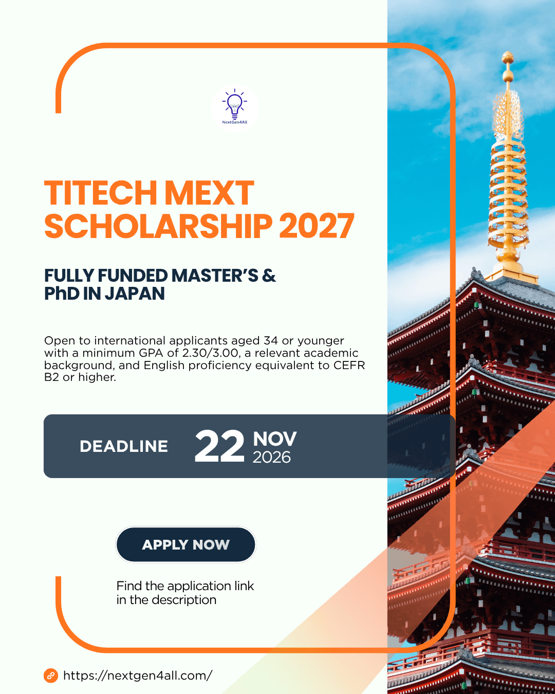 Titech MEXT Scholarship 2027 in Japan | Fully Funded Master’s and PhD
