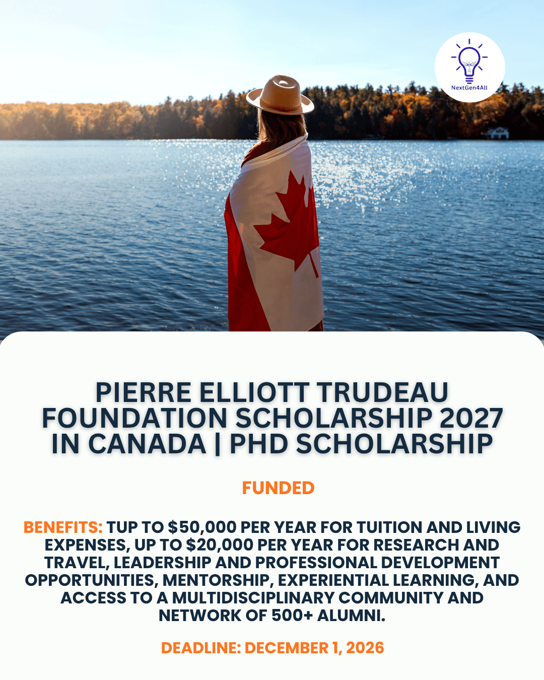 Pierre Elliott Trudeau Foundation Scholarship 2027 in Canada | PhD Scholarship
