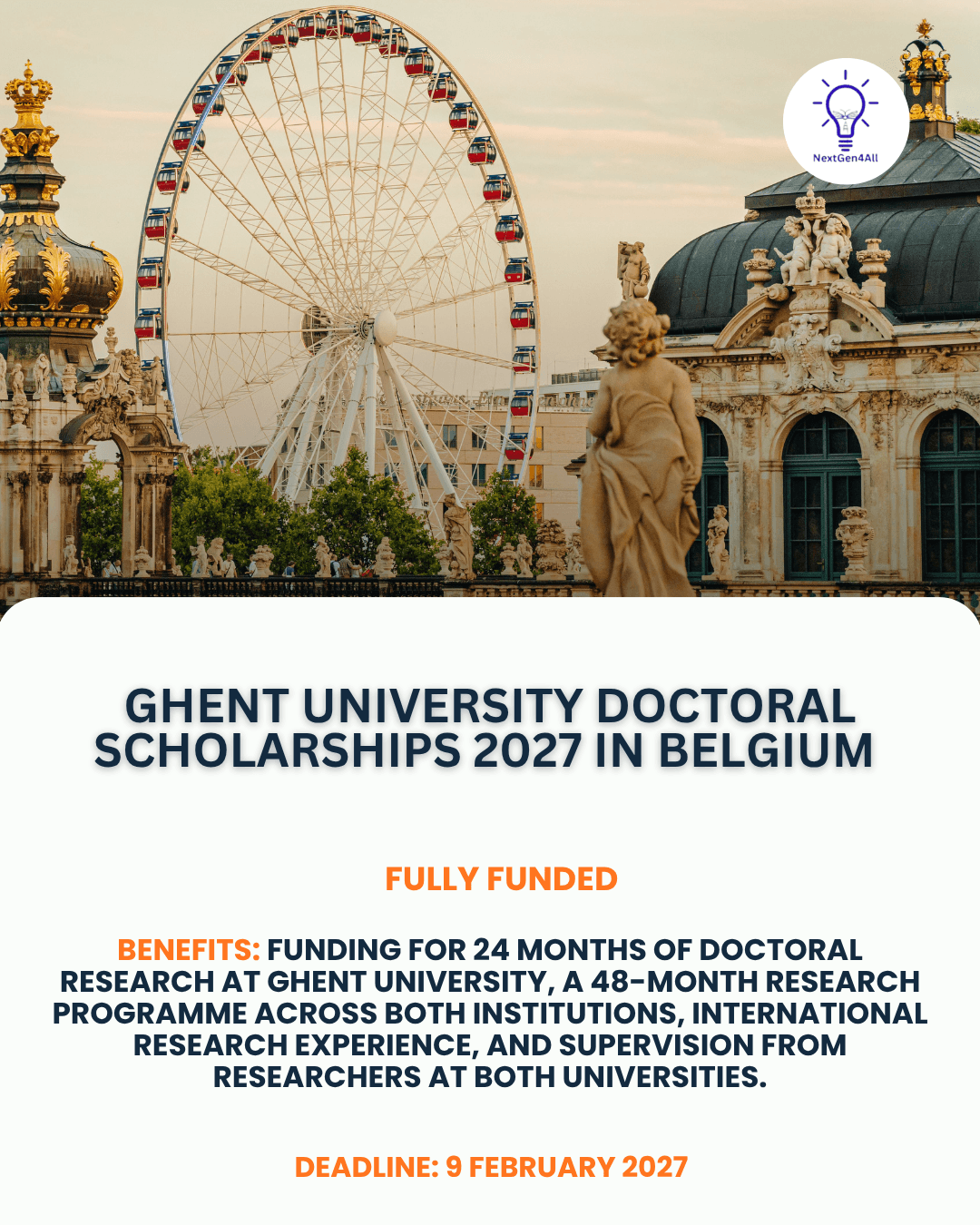 Ghent University Doctoral Scholarships 2027 in Belgium | Fully Funded